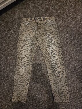 Leopard Print Skinny Pants - Olive & Black